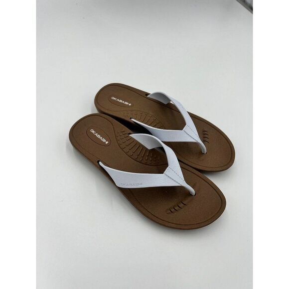 Brand‎ New Okabashi Breeze White & Tan Flip Flop For Women Size Small 5-6 - Picture 3 of 9